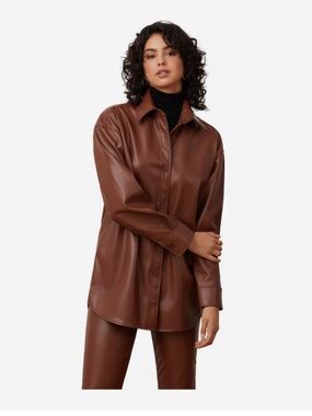 NWT in bag.YOGA JEANS  Vegan Leather Overshirt - Women's- sz large